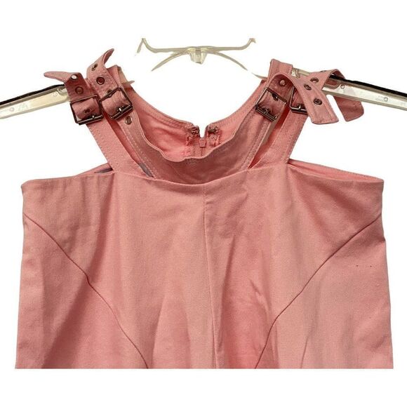 Adika Pale Pink Jumpsuit Overalls Double Shoulder Straps Patch Pockets Sz M NEW - Picture 2 of 8